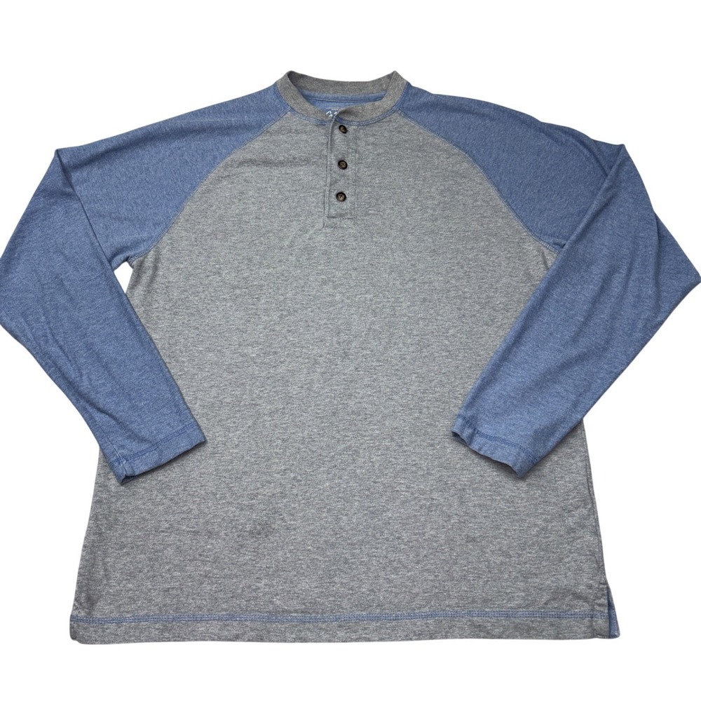 Cabela's Men's Size Med Long Sleeve Henley Shirt Gray/Blue